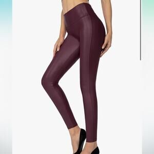 SANTINY Faux Leather Leggings Pants Stretch High Waisted Tights for Women
